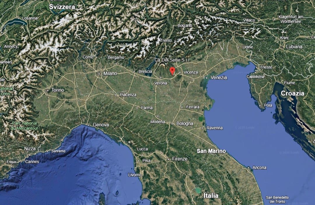 Ca' del Sette's strategic location in Northern Italy, near the main motorway junctions